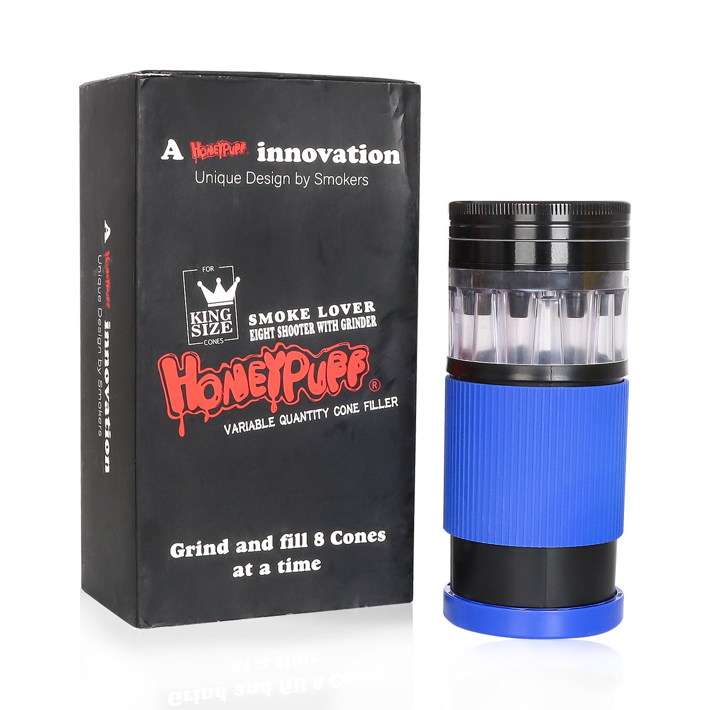 HONEYPUFF Plastic Herb Grinder With Cone Pre Rolled Cones Holder, 70 mm 5 Lay Smoker Grinders