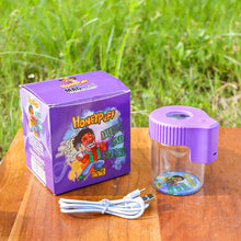 Load image into Gallery viewer, HONEYPUFF Light-Up Led Storage Jar, Air Tight & Magnifying View Jar, Purple Color Jar Lid, Rechargeable Glass Jar Container 155 ml