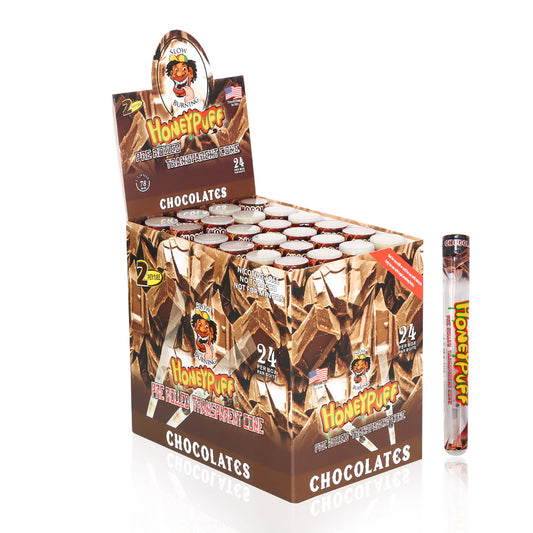 Cônes pré-roulés au chocolat Honeypuff, papier à rouler transparent, format 1 1/4, papier à rouler pré-roulé avec embouts, 2 pièces par tube