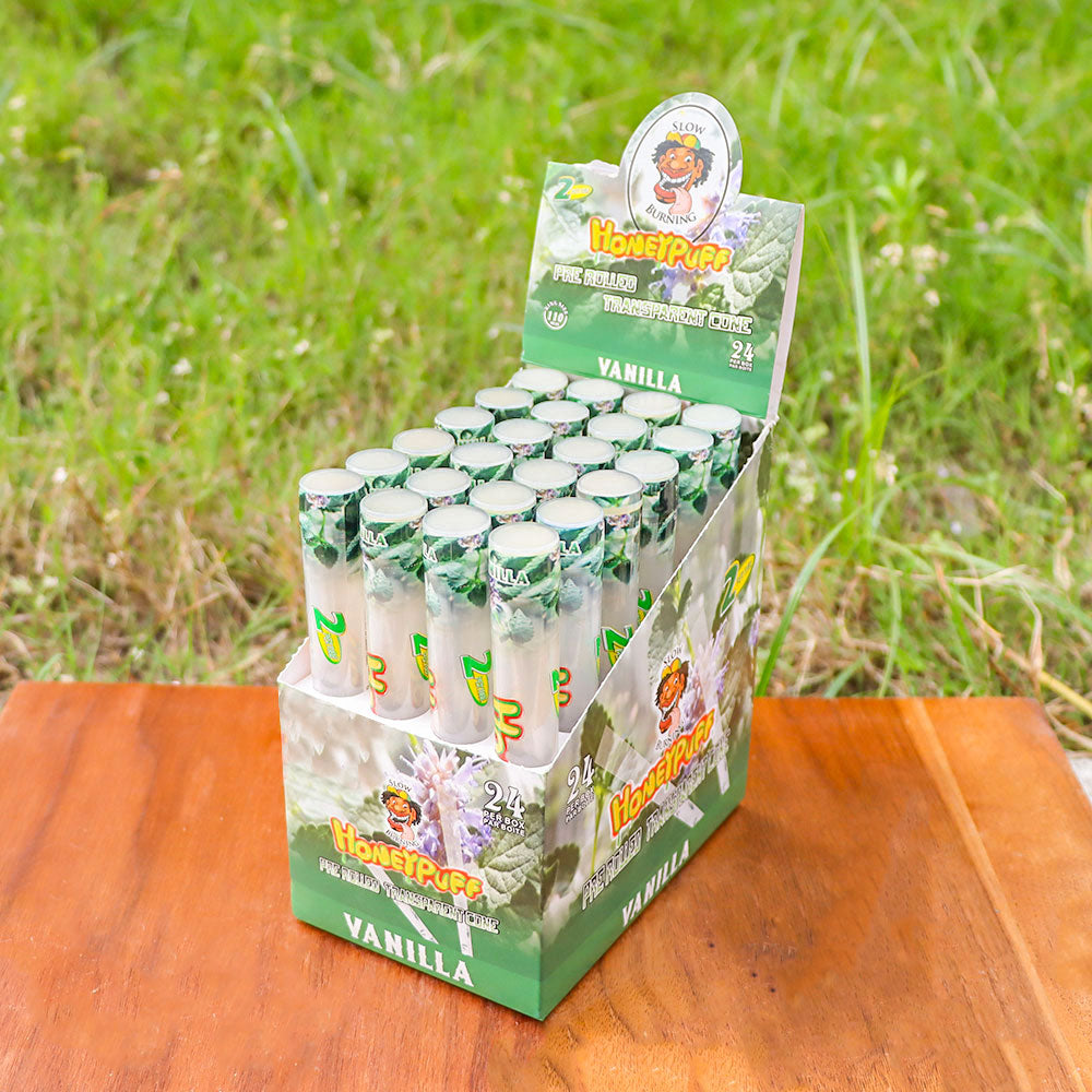 HONEYPUFF Vanilla Flavor Pre Rolled Cones, Clear Rolling Papers, King Size Pre Rolled Rolling Paper with Tips, 2 PCS per Tube