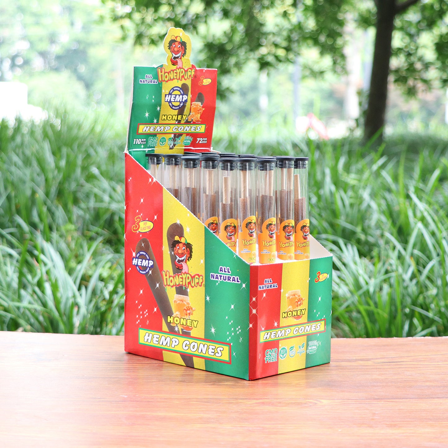 HONEYPUFF Honey Flavors Pre Rolled Cones with Wood Tips, King Size Rolling Paper & Glass Cigarette Holder, Slow Burning Rolling Cones, 1 PCS/ Tube 24 Tubes/Box