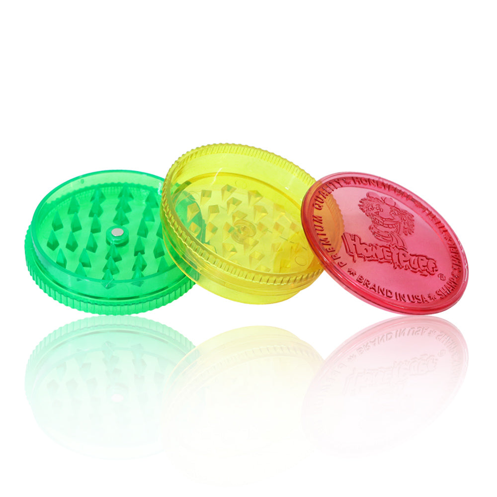 Honeypuff smoking kit with 60mm 3 parts plastic griner+glass pipe