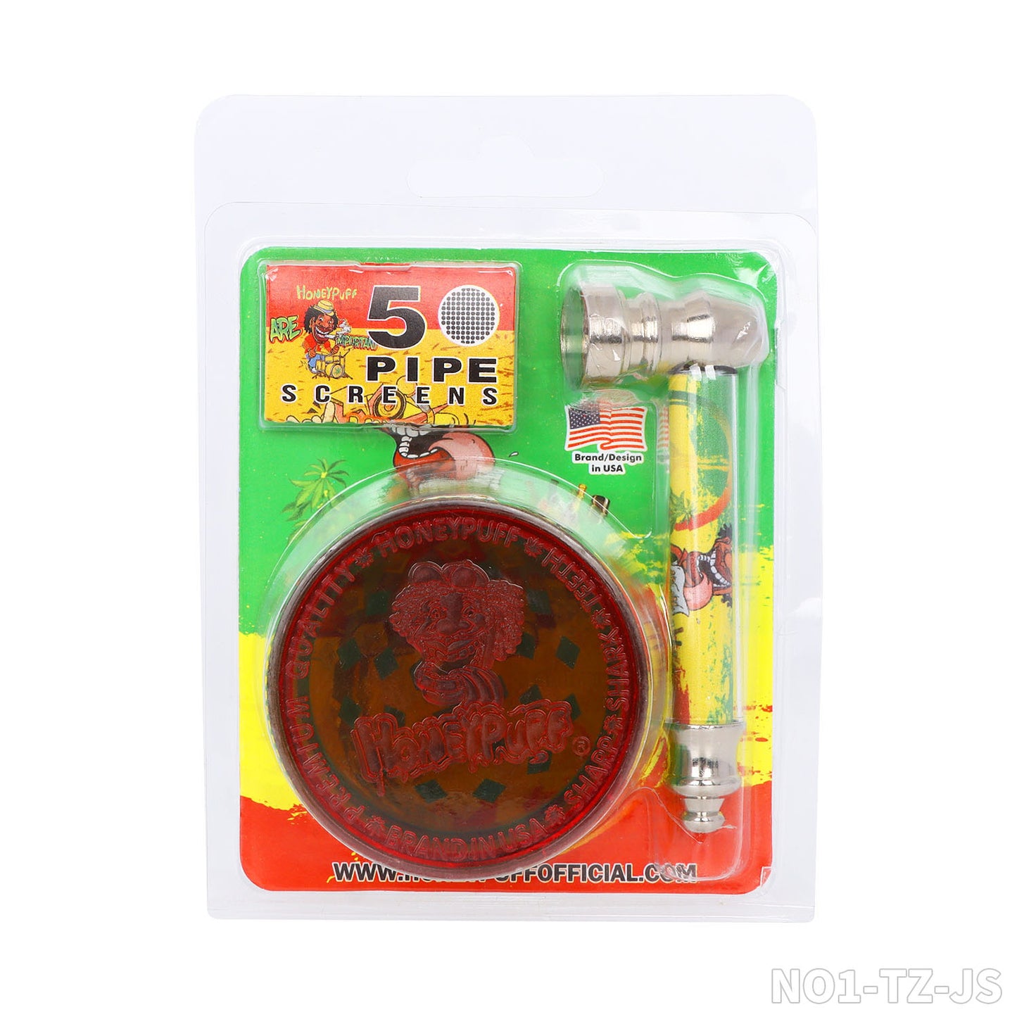 Honeypuff smoking kit with 60mm 3 parts plastic griner+metal pipe