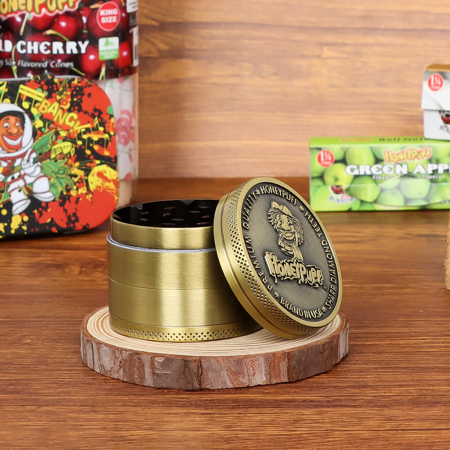 HONEYPUFF 50MM Herb Grinder 4 Layers Zinc Alloy Metal Dry Herb Tobacco Weed Grinder Crusher, kief catcher