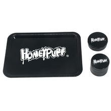 Lade das Bild in den Galerie-Viewer, HONEYPUFF Zigarettentablett-Set, 3-teiliges Zigarettenzubehör-Set, Kunststoffplatte, Blechdose, Rauchmühle aus Zinklegierung
