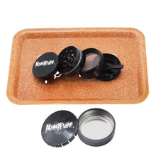 Lade das Bild in den Galerie-Viewer, HONEYPUFF Zigarettentablett-Set, 3-teiliges Zigarettenzubehör-Set, Kunststoffplatte, Blechdose, Rauchmühle aus Zinklegierung