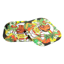 Load image into Gallery viewer, HONEYPUFF Tinplate Metal Rolling Tray with Soft Magnetic Lid, Portable & Decorative Rolling Paper Tray, Small Size 7” x 5.5” Rolling Trays