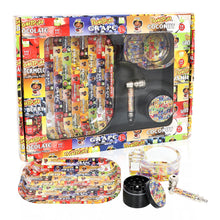 Load image into Gallery viewer, HONEYPUFF Rolling Tray Kit, 7” x 5.5 “ Size Metal Tolling Tray, 4 Lay Zinc Alloy Herb Grinder, Skull Shape Glass Ashtray, Glass Tobacco Pipe With Metal Bowl