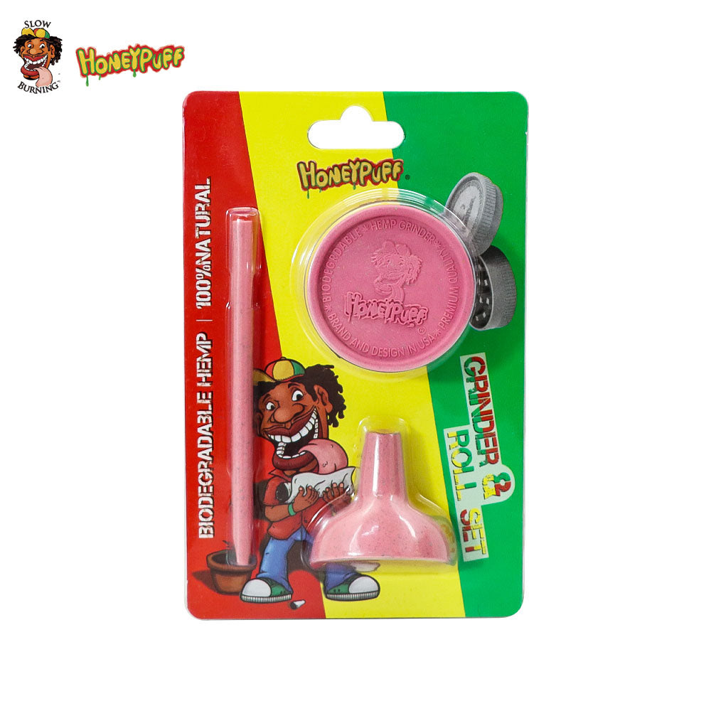 HONEYPUFF Mixed Color Series Biodegradable Cigarette Grinder, Funnel, Cigarette Pressing Rod Three in One Set