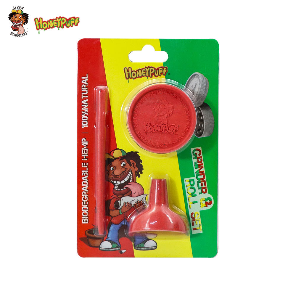 HONEYPUFF Mixed Color Series Biologisch abbaubarer Zigaretten-Grinder, Trichter, Zigaretten-Pressstab, Drei-in-Eins-Set