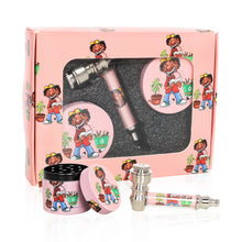 Load image into Gallery viewer, HONEYPUFF Pink Package Tobacco Pipe Kit, Glass Smoking Pipe With Metal Blow & 4 Lay Tobacco Grinder