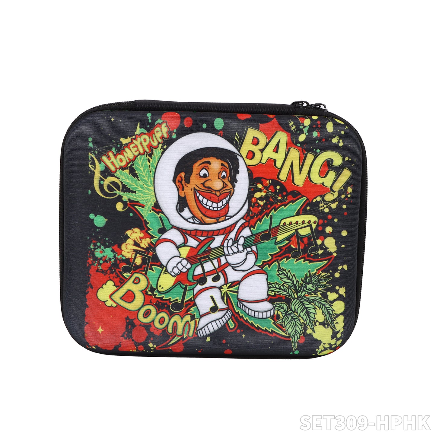 Honeypuff smoking kit with tin rolling tray +lglass storage jar+zinc alloy grinder+joint holder+glass water bong+glass ashtray