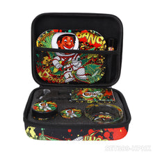 Load image into Gallery viewer, Honeypuff smoking kit with tin rolling tray +lglass storage jar+zinc alloy grinder+joint holder+glass water bong+glass ashtray