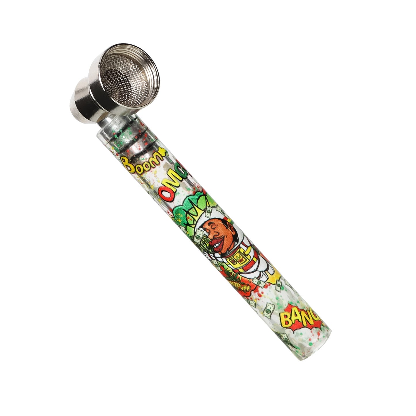 HONEYPUFF Glass Smoking Tobacco Pipe with Metal Bowl, Portable Smoking Pipes, Easy Clean Tobacco Pipes, 24 PCS