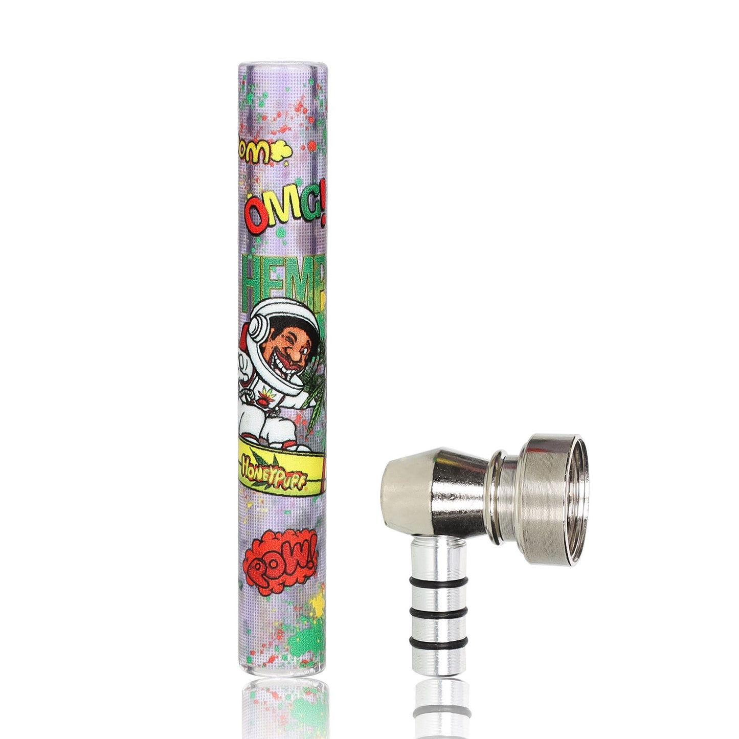 HONEYPUFF Glass Smoking Tobacco Pipe with Metal Bowl, Portable Smoking Pipes, Easy Clean Tobacco Pipes, 24 PCS