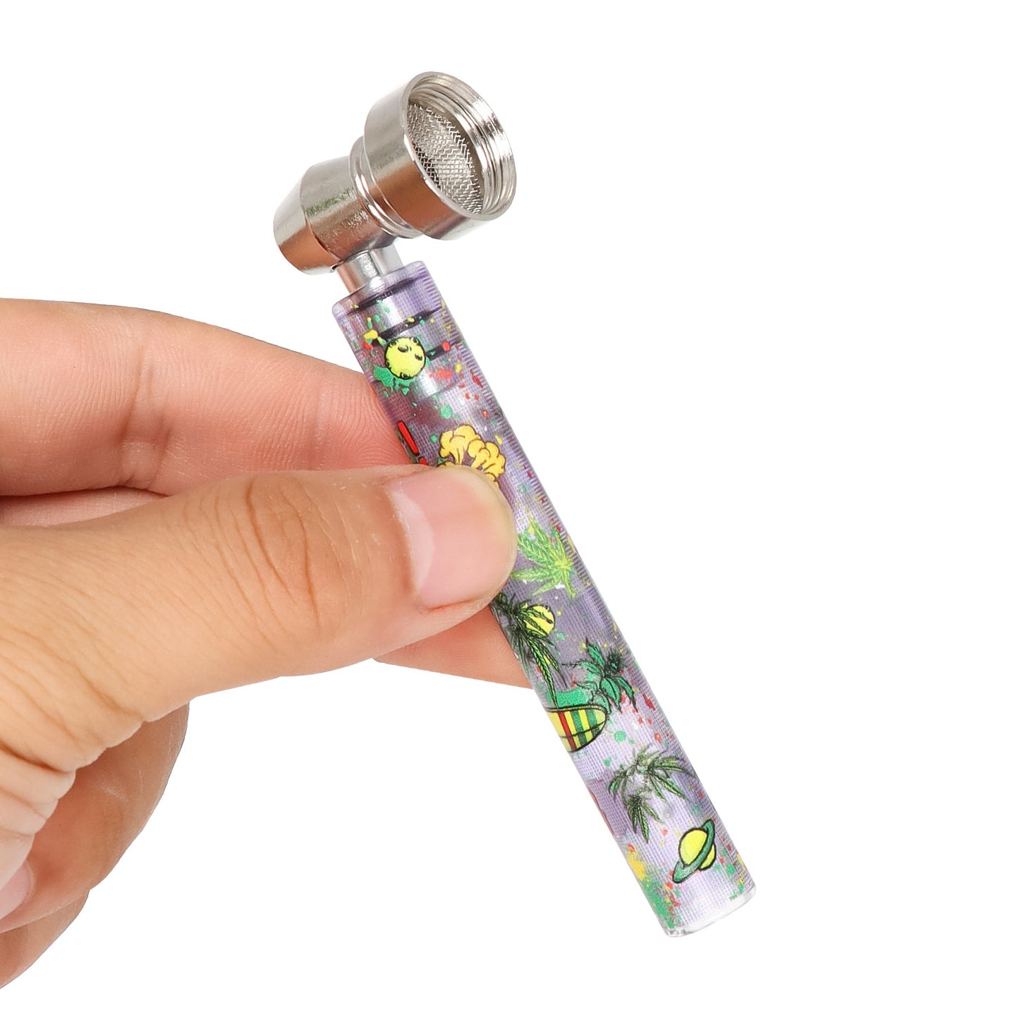 HONEYPUFF Glass Smoking Tobacco Pipe with Metal Bowl, Portable Smoking Pipes, Easy Clean Tobacco Pipes, 24 PCS