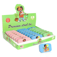 Load image into Gallery viewer, HONEYPUFF Tinplate Tobacco Storage Box, Three Color ( Blue, Green, Pink ) Metal Tin, 100 x 65 x 20 mm Size Portable Storage Box, 24 PCS / Box