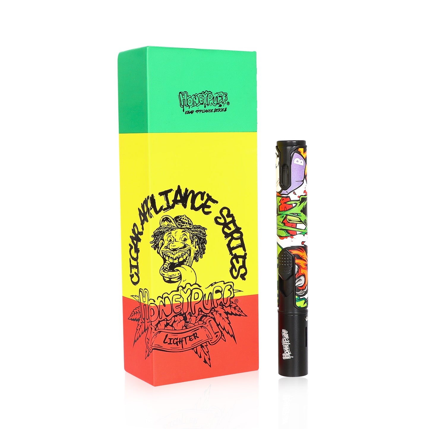 HONEYPUFF Windproof Charged Cigarette Lighter, Rasta Style Lighters, Creative Smoking Metal Lighter