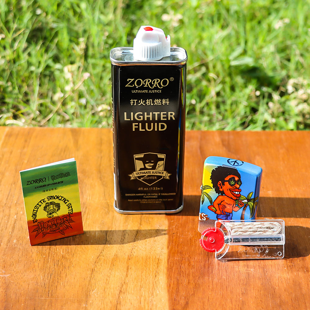 HONEYPUFF Windproof Long Lasting Metal Lighter, Rasta Style Cigarette Lighters