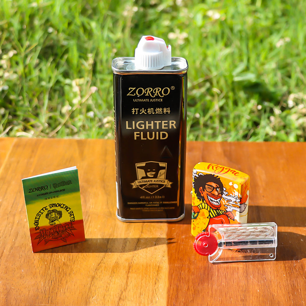 HONEYPUFF Windproof Long Lasting Metal Lighter, Rasta Style Cigarette Lighters