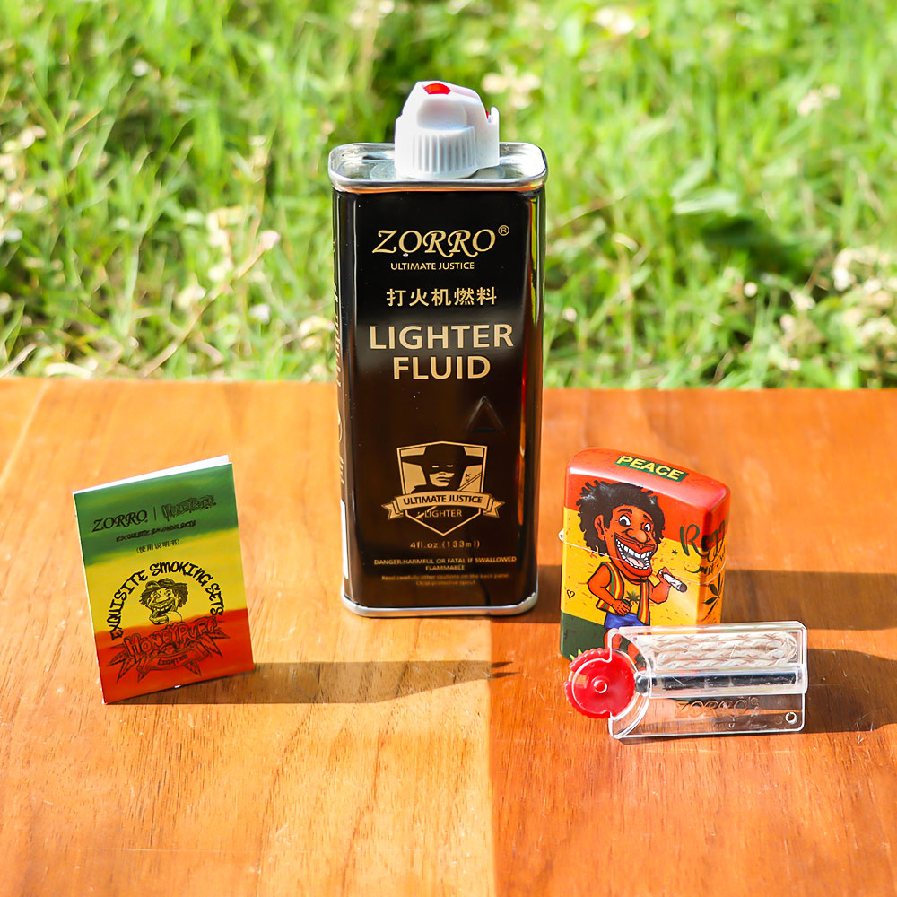 HONEYPUFF Windproof Long Lasting Metal Lighter, Rasta Style Cigarette Lighters