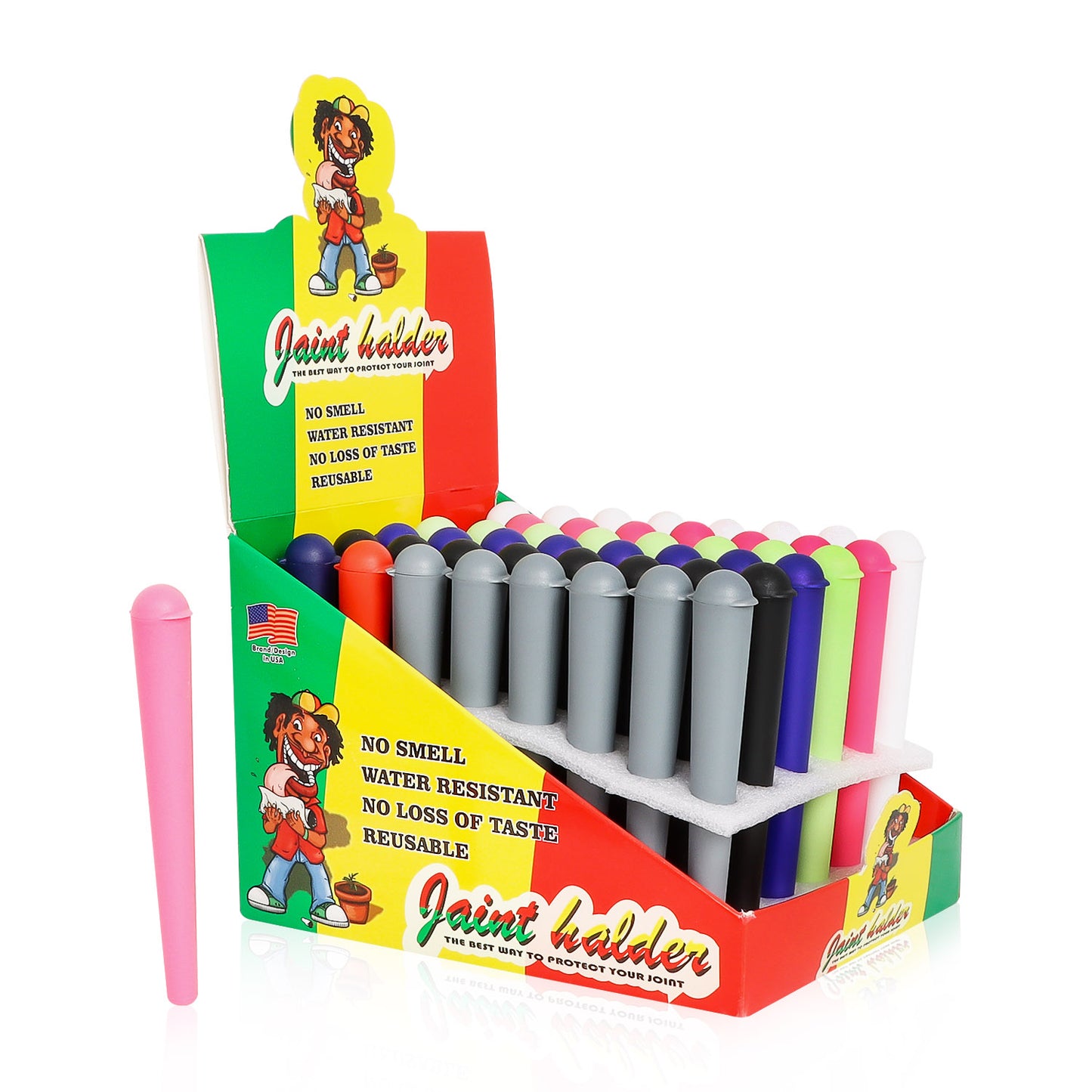 HONEYPUFF 120 mm Plastic Pre Roll Cigarette Case, Smell Proof Colorful Paper Cones, 48 PCS / Box