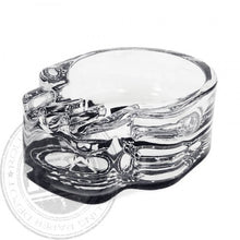 Load image into Gallery viewer, HONEYPUFF decorated skull shape clear glass ashtray, 97*62mm portable round ashtray, desktop ashtray, smoking accessories