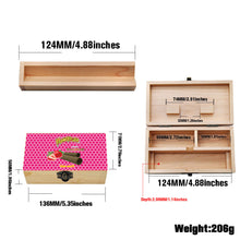 Load image into Gallery viewer, HONEYPUFF Handmade Tobacco Smoking Herb with Dark Pink Lid Cover, Lockable Wooden Box, 5.4” x 2.8” x 2.0” Size Storage Box