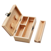 Load image into Gallery viewer, HONEYPUFF Handmade Tobacco Smoking Herb with Red Lid Cover, Lockable Wooden Box, 5.4” x 2.8” x 2.0” Size Storage Box