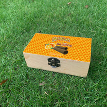Load image into Gallery viewer, HONEYPUFF Handmade Tobacco Smoking Herb with Orange Lid Cover, Lockable Wooden Box, 5.4” x 2.8” x 2.0” Size Storage Box