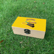 Load image into Gallery viewer, HONEYPUFF Handmade Tobacco Smoking Herb with Yellow Lid Cover, Lockable Wooden Box, 5.4” x 2.8” x 2.0” Size Storage Box