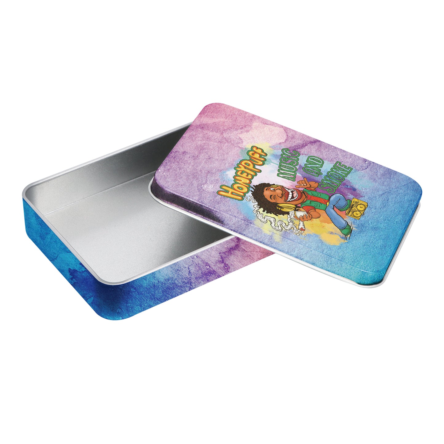 Honeypuff Small Metal Tin Box Lid Mini Small Empty Container, Portable Case For Tobacco