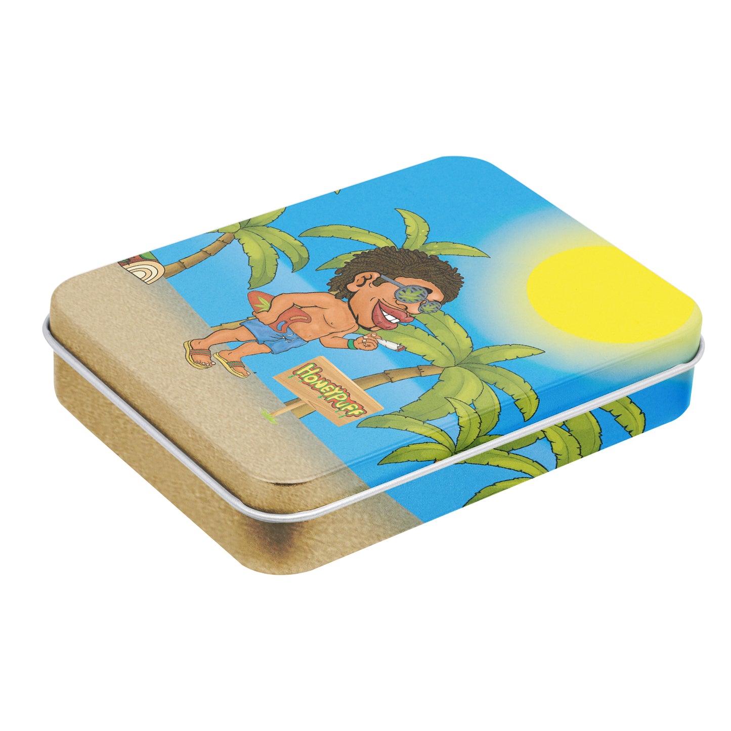 Honeypuff Small Metal Tin Box Lid Mini Small Empty Container, Portable Case For Tobacco