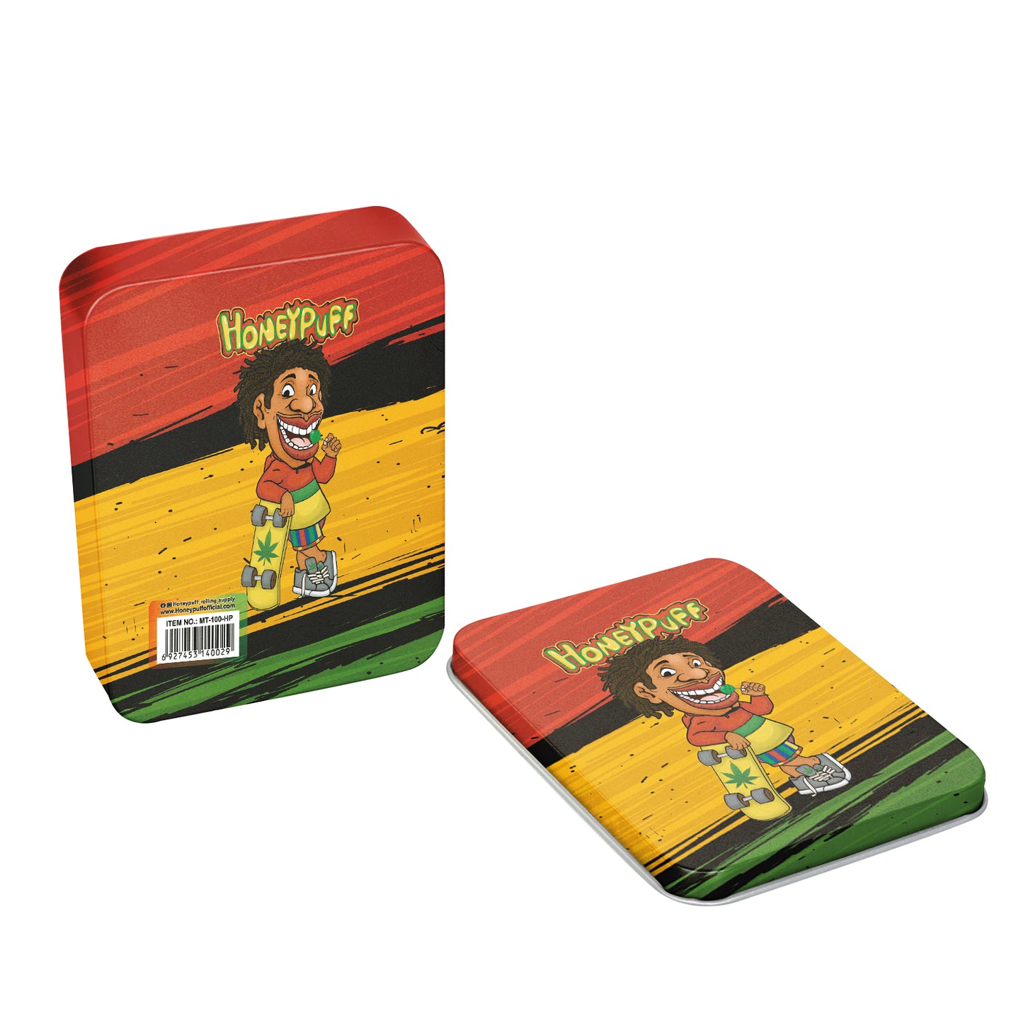 Honeypuff Small Metal Tin Box Lid Mini Small Empty Container, Portable Case For Tobacco