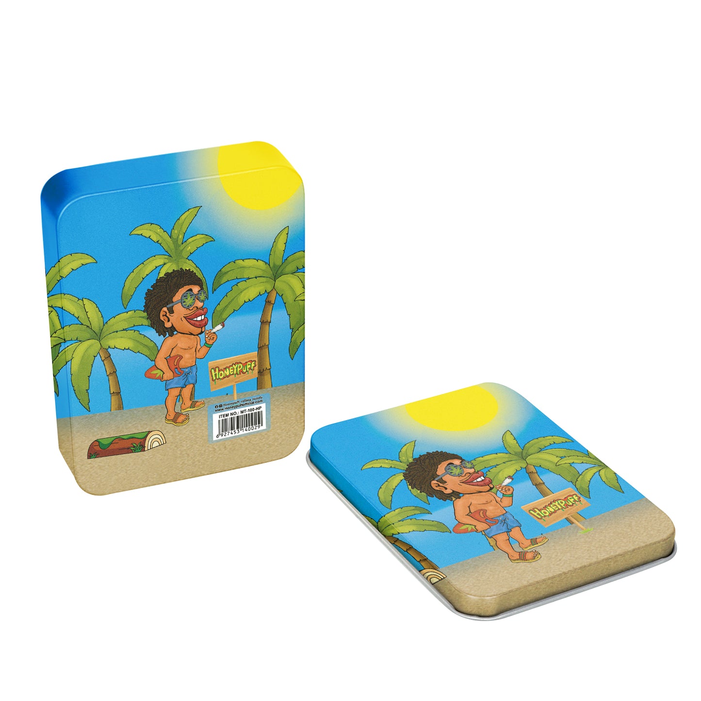 Honeypuff Small Metal Tin Box Lid Mini Small Empty Container, Portable Case For Tobacco