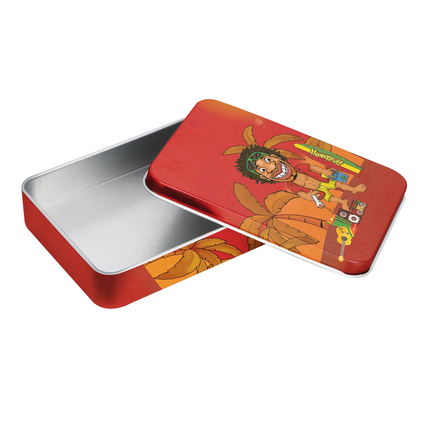 Honeypuff Small Metal Tin Box Lid Mini Small Empty Container, Portable Case For Tobacco