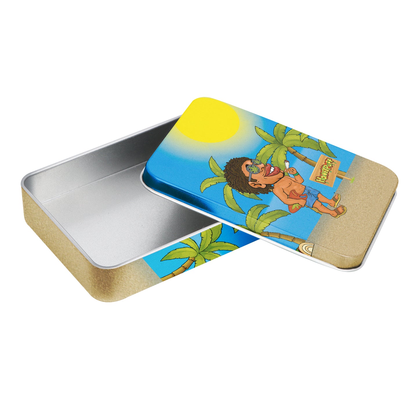 Honeypuff Small Metal Tin Box Lid Mini Small Empty Container, Portable Case For Tobacco
