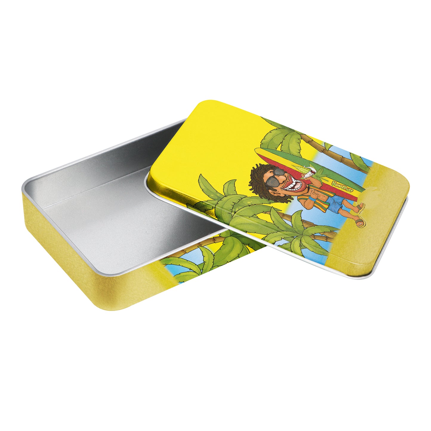 Honeypuff Small Metal Tin Box Lid Mini Small Empty Container, Portable Case For Tobacco