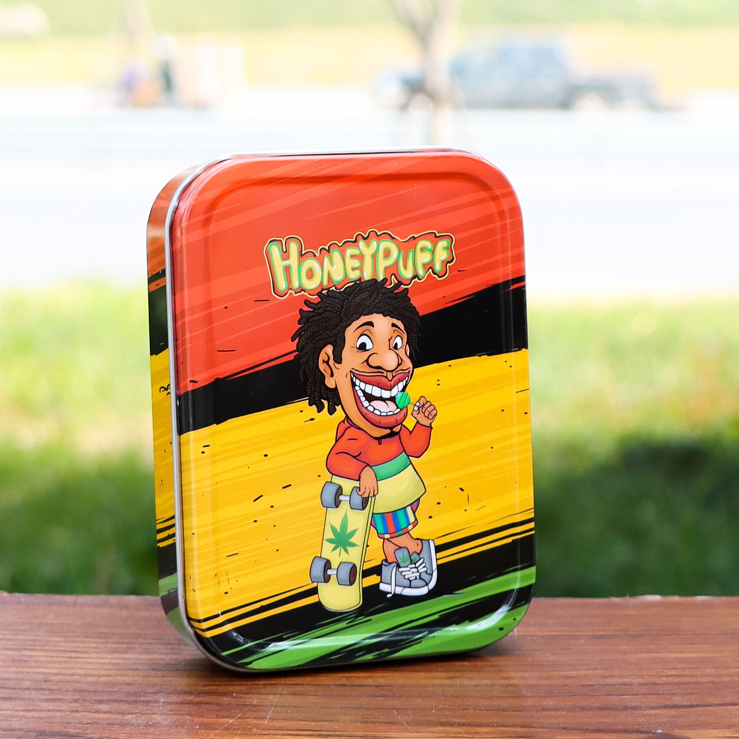 Honeypuff Small Metal Tin Box Lid Mini Small Empty Container, Portable Case For Tobacco