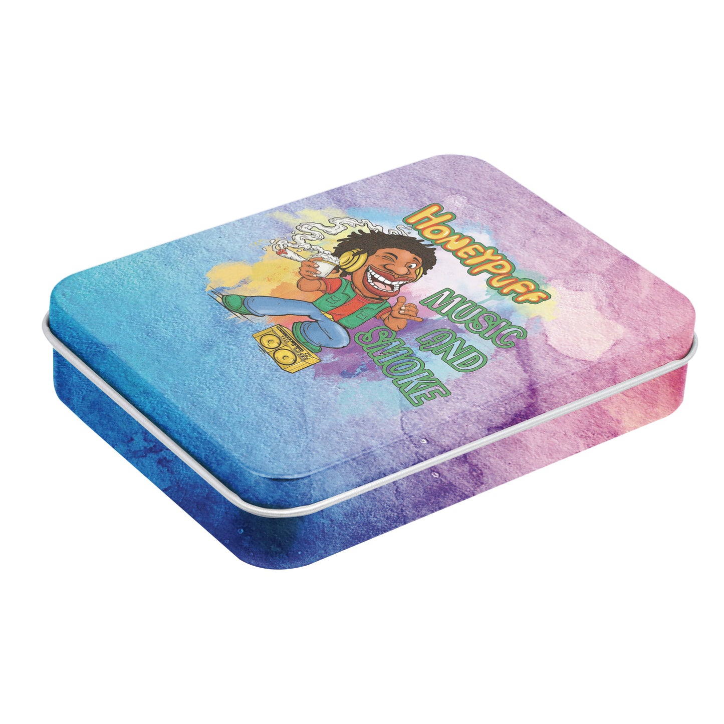 Honeypuff Small Metal Tin Box Lid Mini Small Empty Container, Portable Case For Tobacco