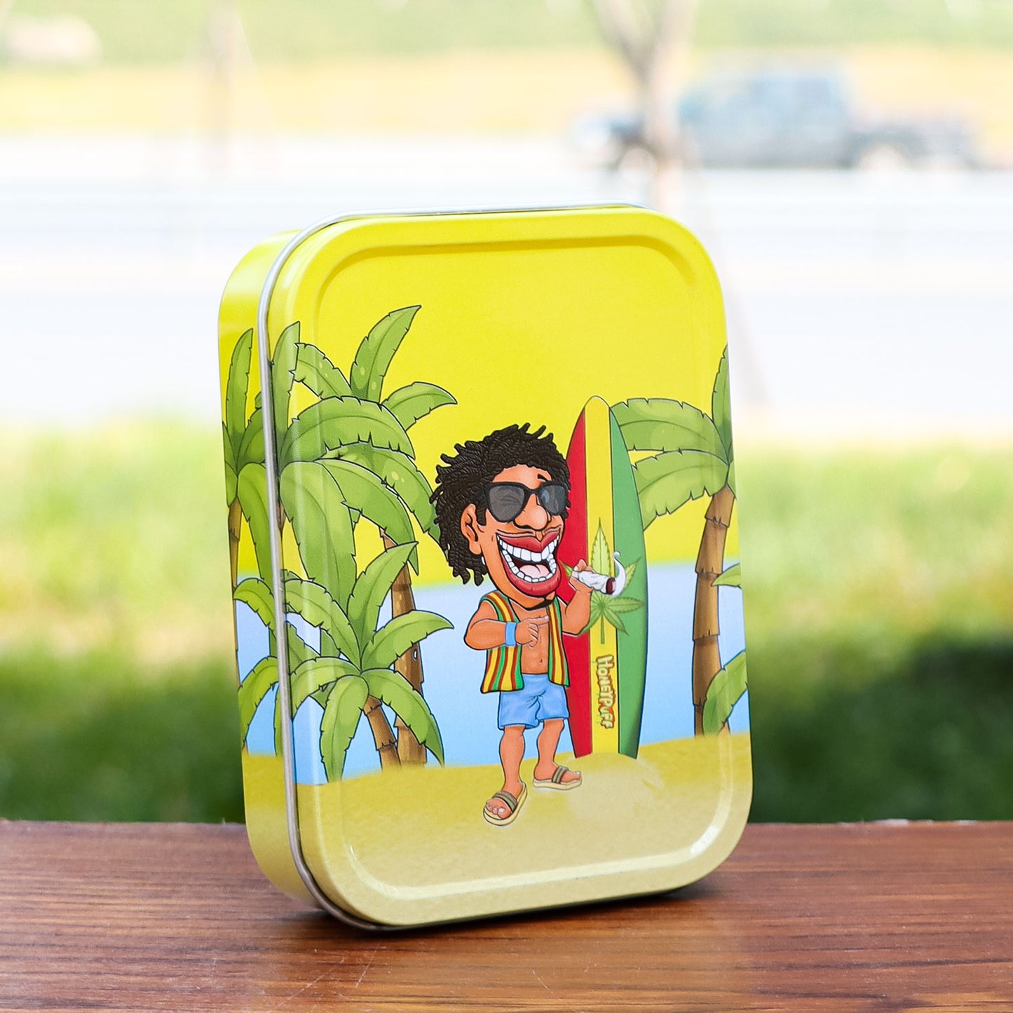 Honeypuff Small Metal Tin Box Lid Mini Small Empty Container, Portable Case For Tobacco