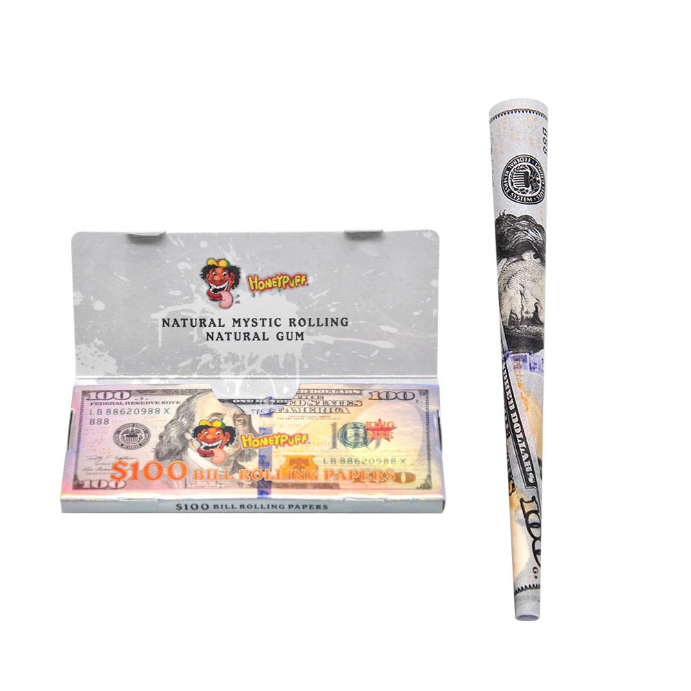 HONRYPUFF 100 Dollar Rolling Papers, King Size Cigarette Rolling Papers, Slow Burning & Natural Gum Rolling Papers 24 PCS
