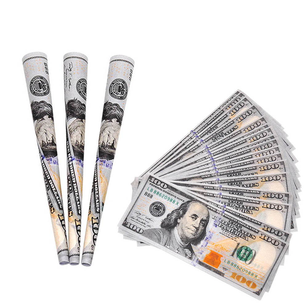 HONRYPUFF 100 Dollar Rolling Papers, King Size Cigarette Rolling Papers, Slow Burning & Natural Gum Rolling Papers 24 PCS