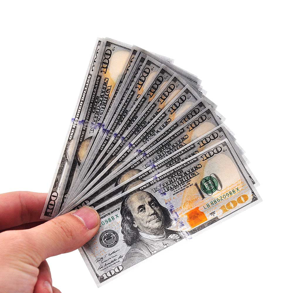 HONRYPUFF 100 Dollar Rolling Papers, King Size Cigarette Rolling Papers, Slow Burning & Natural Gum Rolling Papers 24 PCS