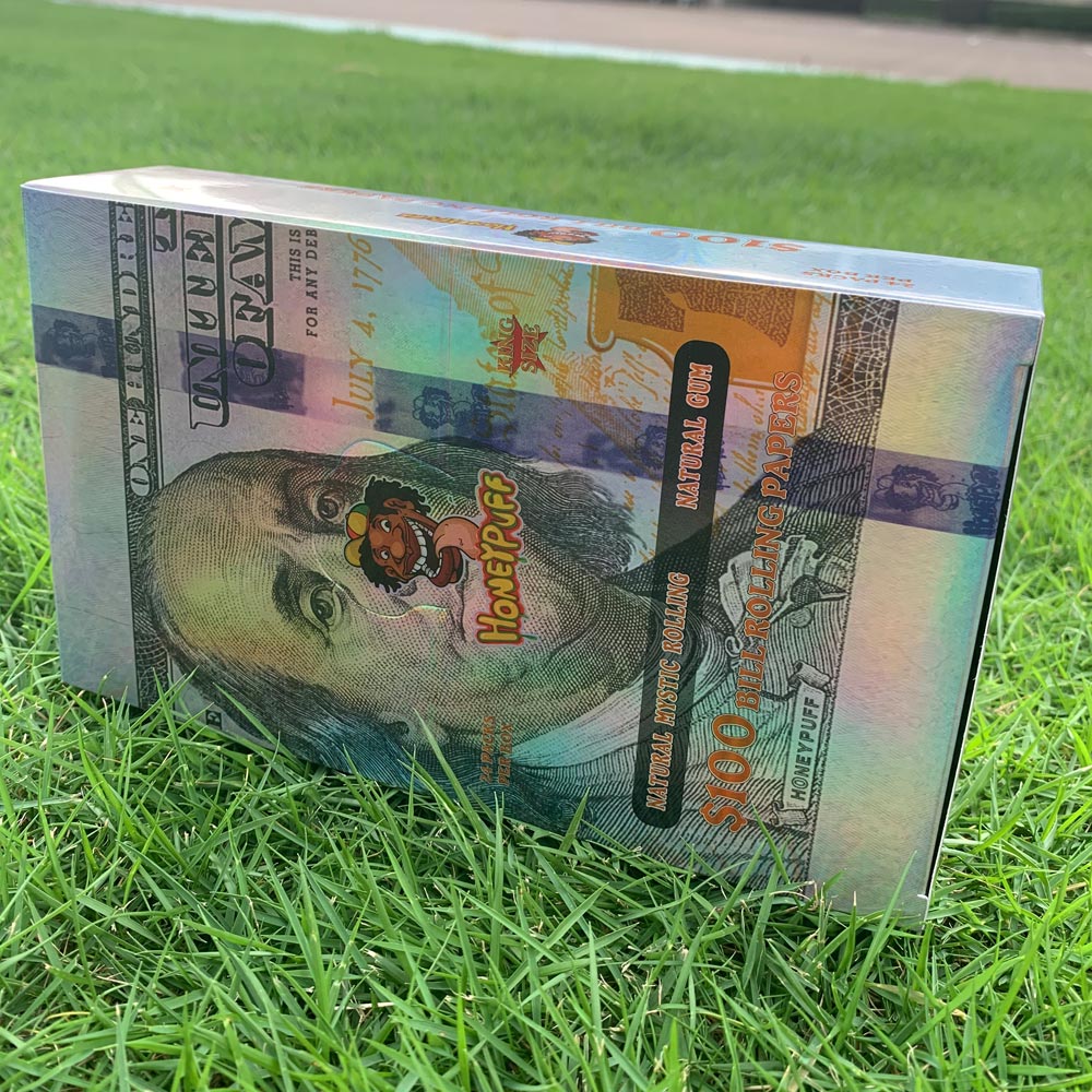 HONEYPUFF 100 Dollar Rolling Paper, King Size Cigarette Rolling Paper & Brown Rolling Tips, 24 PCS