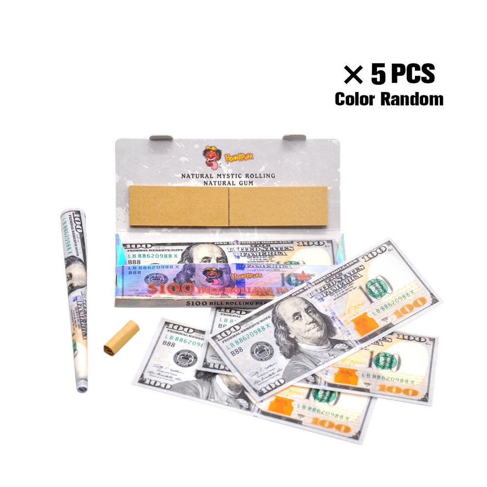 HONEYPUFF 100 Dollar Rolling Paper, King Size Cigarette Rolling Paper & Brown Rolling Tips, 24 PCS