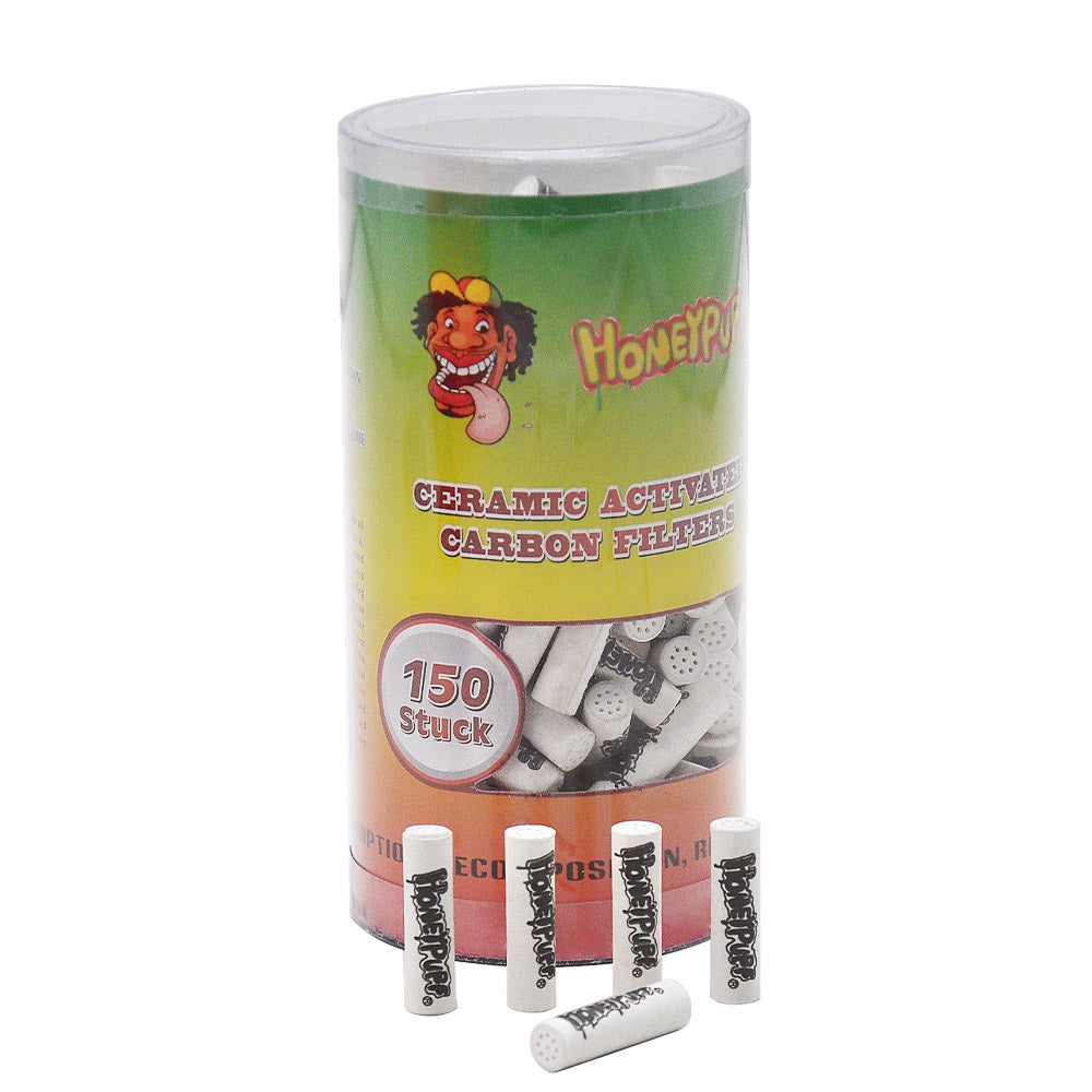 Filtres à charbon actif en céramique Honeypuff, embouts pré-roulés Ø 7, adaptés aux pipes à tabac en bois, 150 filtres par pot