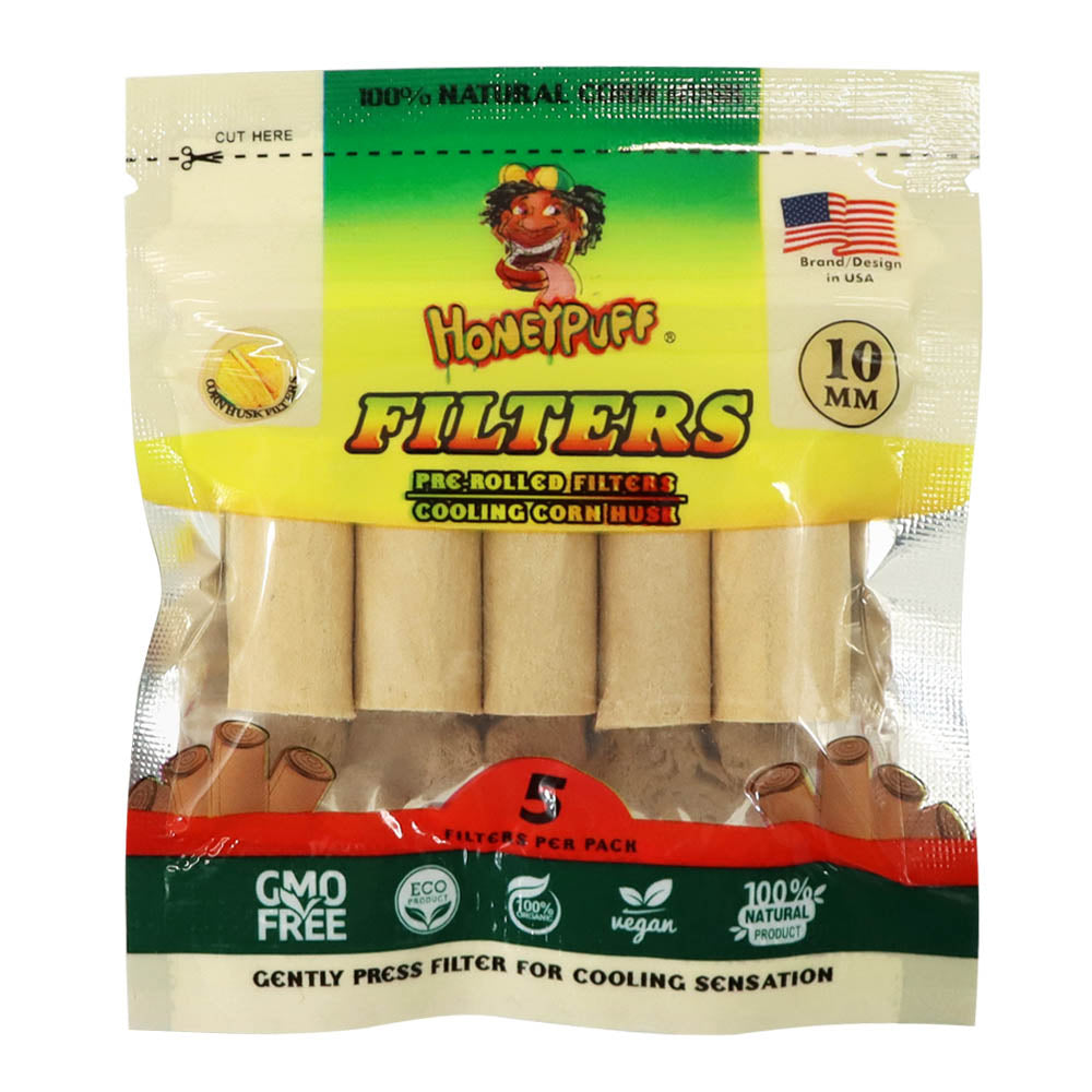 HONEYPUFF Corn Husk Filter Tips, Organic Pre Rolled Tips, Ø 10 Filters