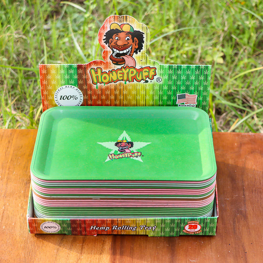HONEYPUFF Biodegradable Plastic Rolling Tray, Material Plant Cigarette Rolling Tray, Smooth Round Edge Rolling Paper Tray