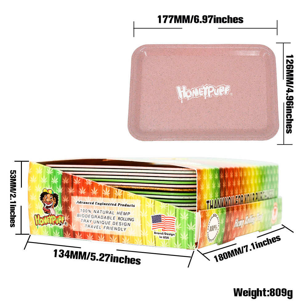 HONEYPUFF Biodegradable Plastic Rolling Tray, Material Plant Cigarette Rolling Tray, Smooth Round Edge Rolling Paper Tray